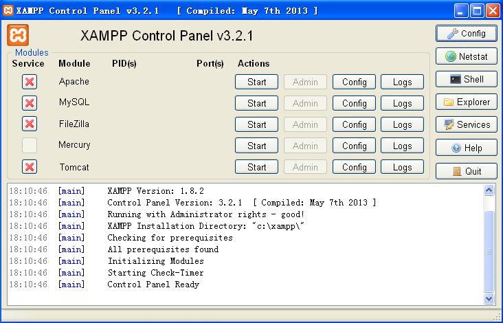 建站集成软件包 XAMPP_1.8.3_32位英文免费软件(115.7 MB)