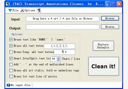 Transcript Annotations Cleaner(删除字幕说明) 绿色版_v1.3_32位中文免费软件(559 KB)