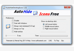 AutoHideDesktopIcons(自动隐藏桌面图标) 绿色版_v2.67_32位中文免费软件(43 KB)