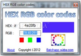 rgb颜色查询对照表(HEX RGB color codes) 绿色免费版_2.0_32位中文免费软件(368 KB)