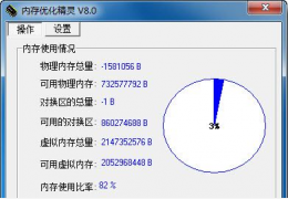 内存优化精灵 绿色版_V8.0 _32位中文免费软件(782 KB)