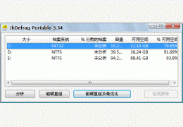 JkDefrag 多国语言绿色免费版_V3.35_32位中文免费软件(425 KB)