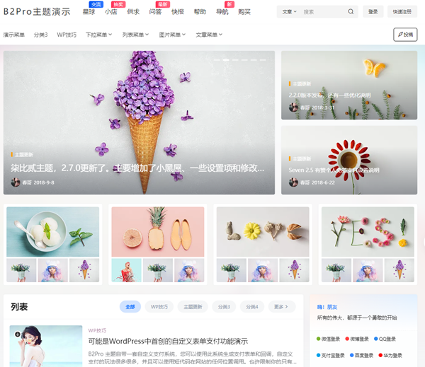 WordPress高级商用B2 PRO主题V4.4.1开心版(柒比贰7B2破解版 )