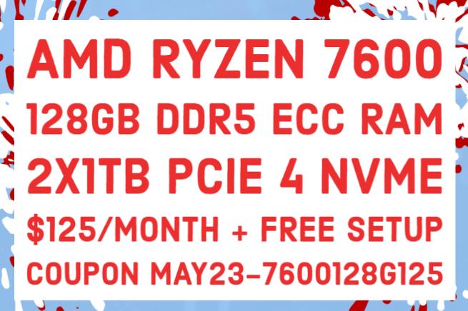 ReliableSite美国纽约/迈阿密AMD Ryzen 7600独立服务器:128G DDR5/2TB NVMe/无限流量/1Gbps/IPMI/125美元/月