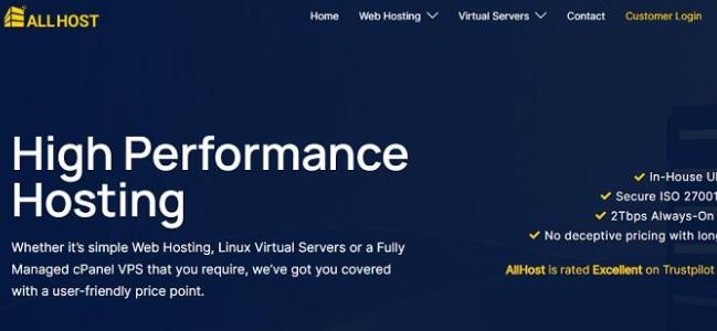 AllHost英国VPS：1核2G/32GB SSD/5TB流量/2Gbps/1个IPv4/9英镑/季，送双倍硬盘