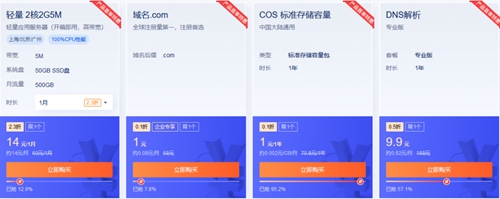 腾讯云双十一云上盛惠活动 2核2G云服务器只需50元/年