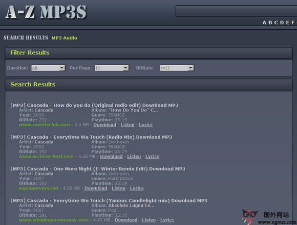 【经典网站】Azmp3s:音乐搜索引擎