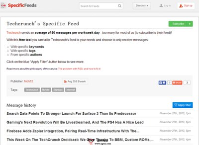 【经典网站】SpecificFeeds:在线Feed订阅分享平台