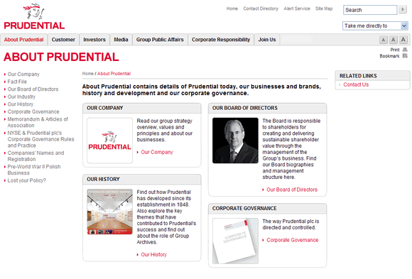 【经典网站】Prudential.co.uk:英国保诚保险集团