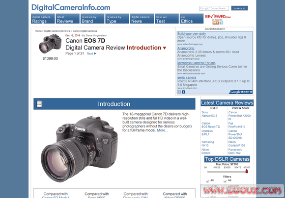 【经典网站】DigitalCamerainfo:摄影器材网
