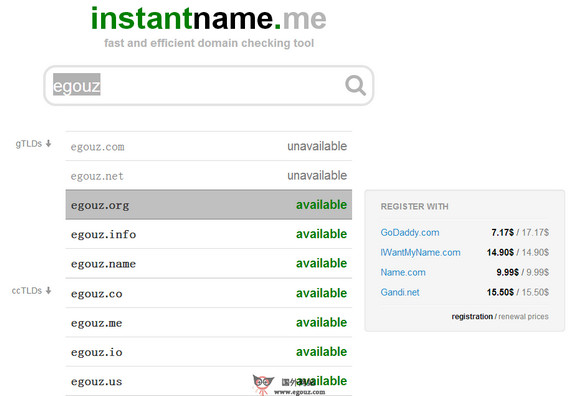 【经典网站】InstantName.me:在线域名查询筛选搜索引擎