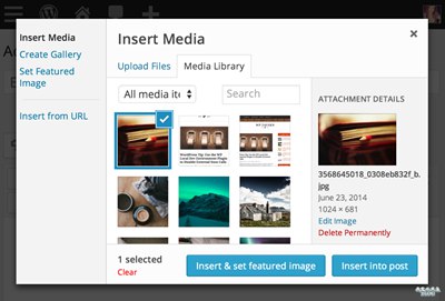 【Wordpress相关】Instant Featured Image 给 WordPress 新增"插入并设置为特色图片"按钮
