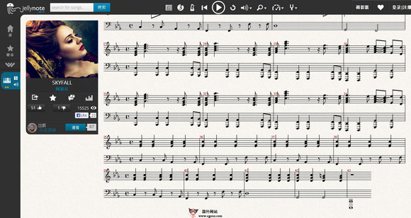 【经典网站】JellyNote:在线音乐乐谱学习平台
