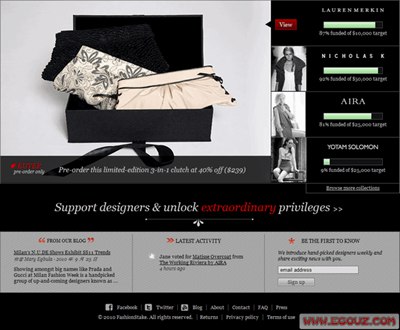 【经典网站】FashionStake:设计师募捐平台