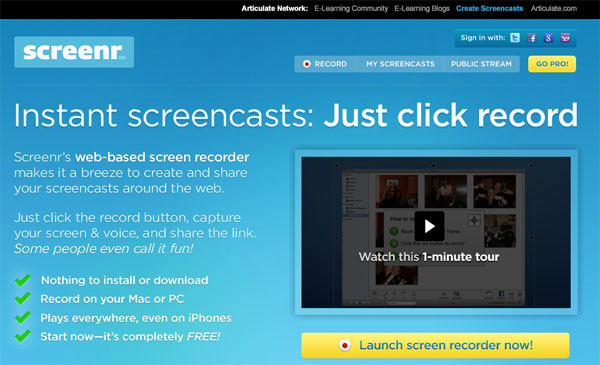 【数据测试】免费在线屏幕录像云软件:Screenr