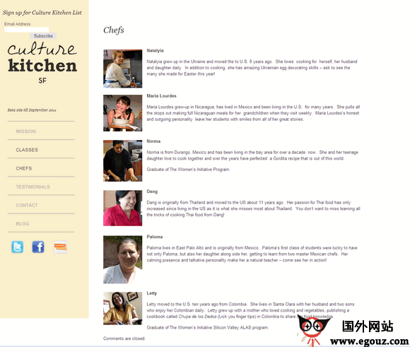 【经典网站】CultureKitchensf:饮食文化社交平台