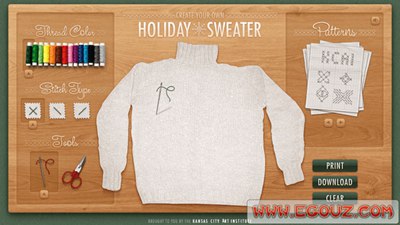 【经典网站】KcaiHolidayCard:在线毛衣创作网