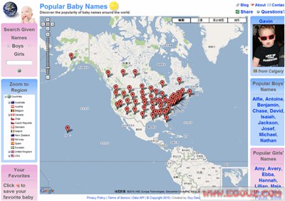 【经典网站】Babynamemap:婴儿英文姓名搜索引擎