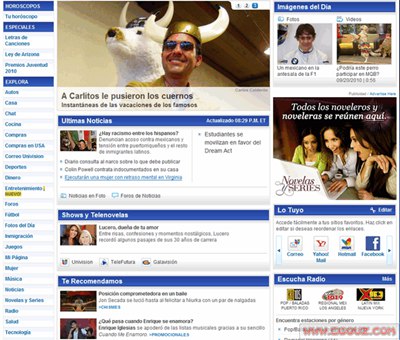 【经典网站】Univision:美国西班牙语新闻门户网