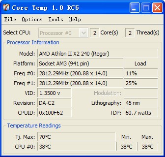 CPU温度检测软件Core Temp_【CPU相关cpu温度,温度监控】(312KB)
