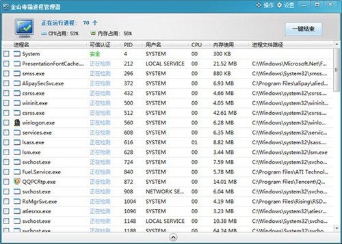 金山毒霸进程管理器_【系统增强进程管理】(1.2M)